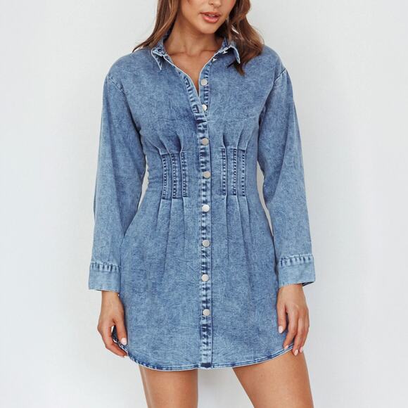 Indikah Dresses & Skirts - Indi Luxe by Indikah Blue Denim Mini Dress Size S